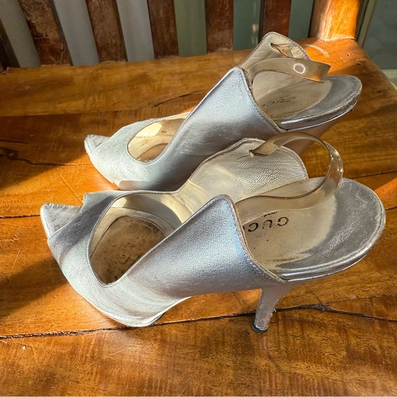 Vintage Gucci Silver Leather Slingback Heels – Size 7.5 - Picture 7 of 16